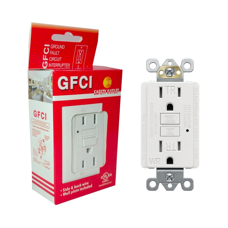 LOONAVA (15 AMP - 10 Pack) GFCI Outlet WR White – Tamper Resistant, Weather Resistant GFI Receptacle with Self-Test, LED Indicator,UL Listed, Easy Install – Ground Fault Outlet for Outdoor Use & Bathroom - Image 2